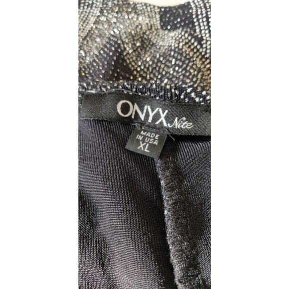 Onyx Nite Sparkly Evening Tank Top BLACK & SILVER Sleeveless Rhinestones SIZE XL - Picture 11 of 13